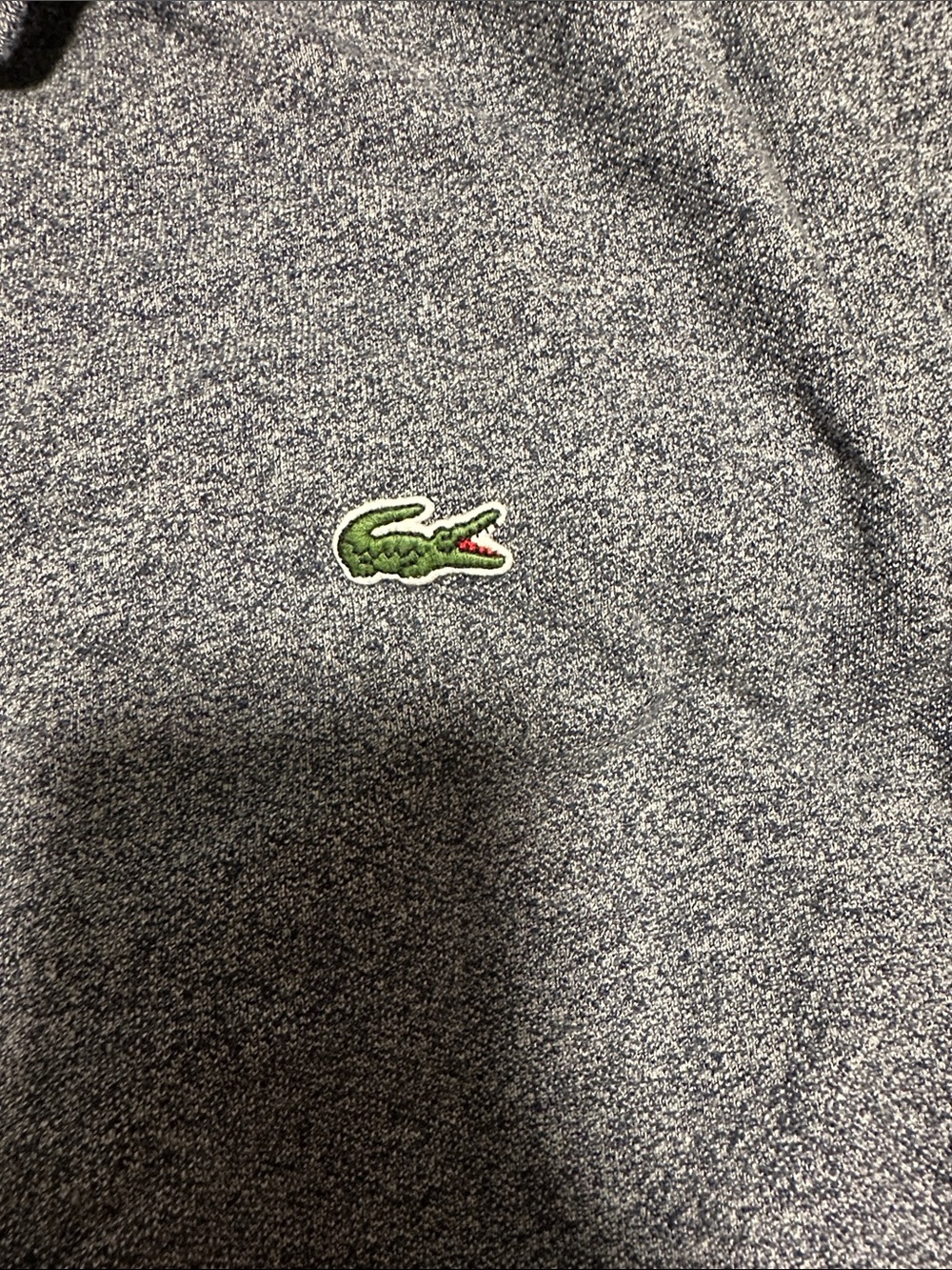 Lacoste Men's Speckled Light Gray Polo with Green Crocodile